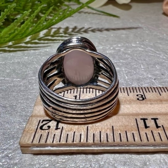 Silpada Retired Rose Quartz Faceted Abstract Statement Ring Sterling Silver 925 - Picture 5 of 15